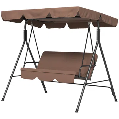 Hivvago Patio Swing Chair With Steel Frame And Adjustable Shade In Brown