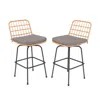 Hivvago Patio Swivel Barstools Set Of 2 With Soft Seat Cushions