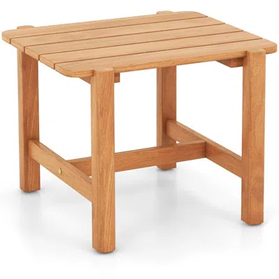 Hivvago Patio Teak Wood Side Table With Slatted Tabletop For Yard In Brown