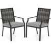 Hivvago Patio Wicker Chairs Set Of 2 Stackable Rattan Armchairs With Removable Cushions-grey