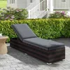 Hivvago Patio Wicker Lounge Chair With 4-level Backrest And Long Seat Cushion-brown
