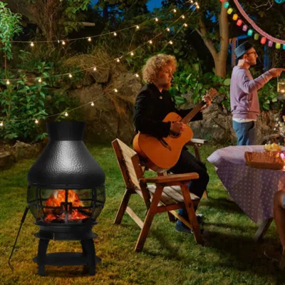 Hivvago Patio Wood Burning Chimneys Fireplace In Black