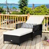 Hivvago Pe Rattan Armrest Chaise Lounge Chair With Adjustable Pillow