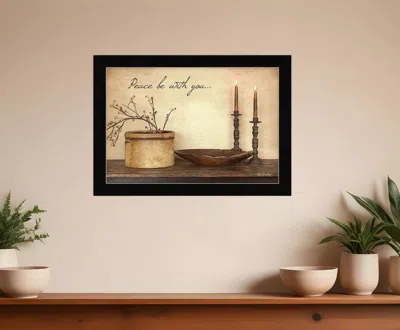 Hivvago Peace Be With You Black Framed Print Wall Art In Brown