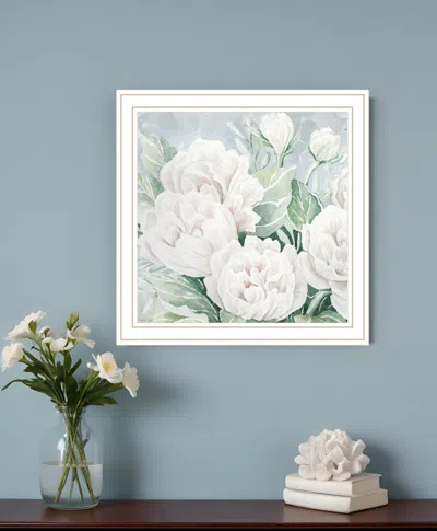 Hivvago Peaceful Peonies In Full Bloom White Framed Print Wall Art