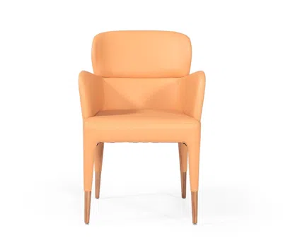 Hivvago Peach Upholstered Fabric Dining Arm Chair In Orange