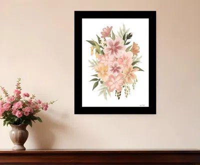 Hivvago Peachy Petals Black Framed Print Wall Art In Multi