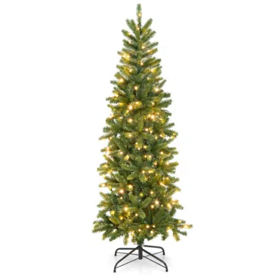 Hivvago Pencil Christmas Tree With 180 Warm White And Multi-color Led Lights In Green