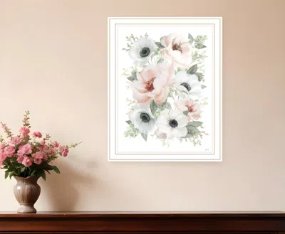 Hivvago Peony Floral Block White Framed Print Wall Art