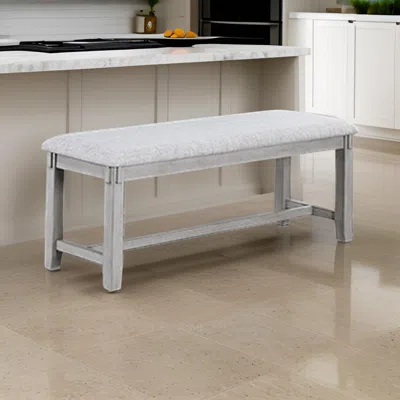 Hivvago Peter 50 Inch Dining Bench, Fabric Upholstery, Cushioned, Driftwood Gray