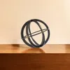 Hivvago Petite Black Metal Circular Decorative Object In Gray