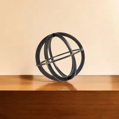 Hivvago Petite Black Metal Circular Decorative Object In Gray