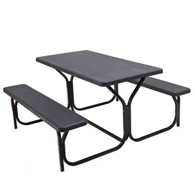 Hivvago Picnic Table Bench Set For Outdoor Camping -green In Gray