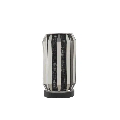 Hivvago Pin 13 Inch Table Lamp, Accent Cylinder Metal Shade, Round Base, Black