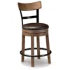 Hivvago Pine Swivel Counter Height Stool Chair, 24 Inch, Brown Faux Leather In Brown