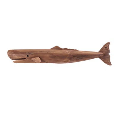 Hivvago Pine Wood Whale Wall Accent 34"l In Multi