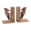 Hivvago Pine Wood Woodpecker Bird Bookend (set Of 2) In Brown