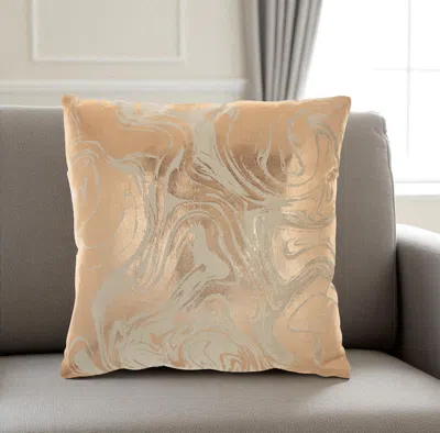 Hivvago Pink Accent Throw Pillow With Rose Gold Swirl Design