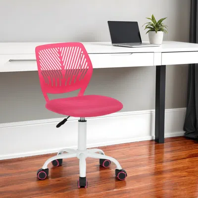 Hivvago Pink And White Adjustable Height Swivel Rolling Office Chair