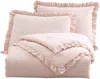 Hivvago Pink Ruffled Edge Microfiber Comforter Set In Pink