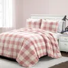 Hivvago Plaid Soft Faux Fur Comforter Set Pink Blush In Pink