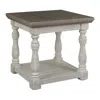 Hivvago Plank Style End Table With Turned Legs And Open Shelf, White And Gray