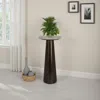 Hivvago Plant Stand Accent Table, Bronze Metal, Round Gray Marble Top, 26 Inch
