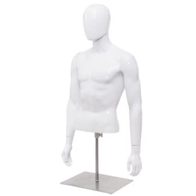 Hivvago Plastic Half Body Head Turn Male Mannequin With Base In White