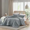 Hivvago Pleated Pre-washed Microfiber Comforter Set In Blue Grey In Blue