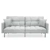 Hivvago Plush Gray Split-back Design Convertible Linen Tufted Futon W/ 2 Pillows In Gray