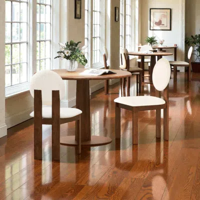 Hivvago Plush Sherpa Upholstery Dining Chairs With Solid Wood Legs - Set Of 2 In Brown