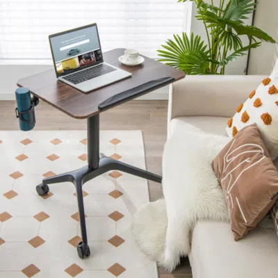 Hivvago Pneumatic Standing Desk With Anti-fall Baffle And Cup Holder