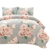 Hivvago Polyester Black White Striped Rose Floral 3 Piece Quilt Set In Multi