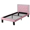 Hivvago Polyurethane Twin Size Bed In High Headboard In Pink In Pink