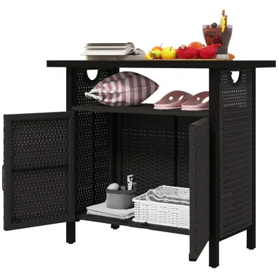 Hivvago Poolside Storage Cabinet And Bar Table Towel Organizer