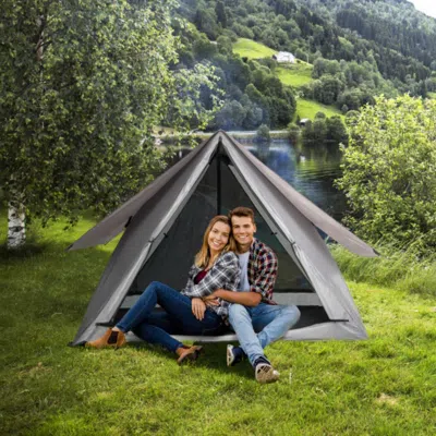 Hivvago Pop-up Camping Tent For 2-3 People With Carry Bag And Rainfly For Backpacking Hiking Trip-gray