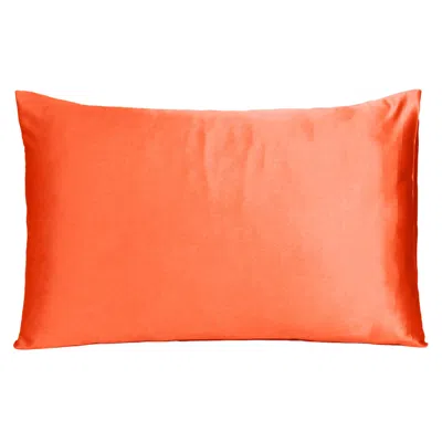 Hivvago Poppy Dreamy Set Of 2 Silky Satin King Pillowcases In Orange