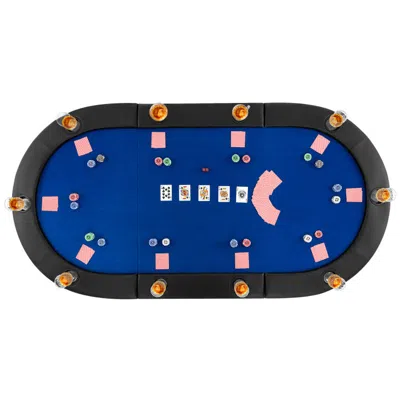 Hivvago Portable 10-player Foldable Padded Poker Table Top In Blue