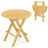 Hivvago Portable And Compact Outdoor End Table With X-shaped Legs And Slatted Tabletop