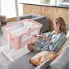 Hivvago Portable Baby Bedside Bassinet With 5-level Adjustable Heights And Travel Bag-pink