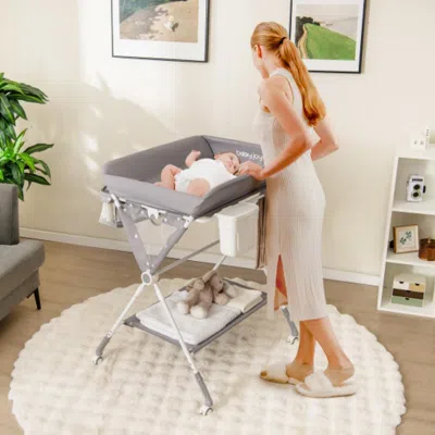 Hivvago Portable Baby Changing Table With 3-level Adjustable Height-gray