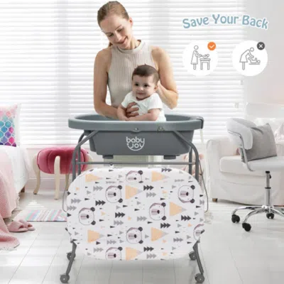 Hivvago Portable Baby Changing Table With Storage Basket And Shelves-gray