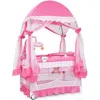 Hivvago Portable Baby Playpen Crib Cradle With Carring Bag-pink