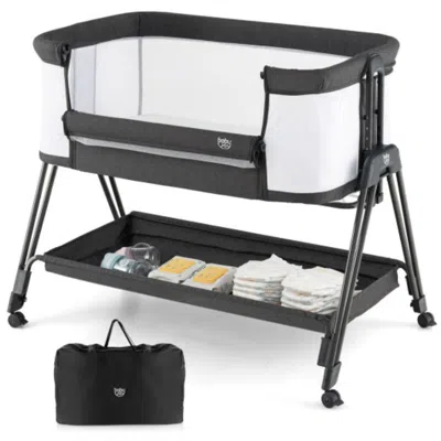 Hivvago Portable Bedside Sleeper For Baby With 7 Adjustable Heights-black