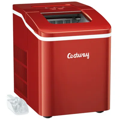 Hivvago Portable Countertop Ice Maker Machine With Scoop-silver In Red