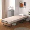 Hivvago Portable Folding Bed With Memory Foam Mattress And Sturdy Metal Frame Made In Italy-beige