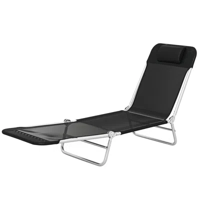 Hivvago Portable Folding Chaise Lounge Chair For Outdoor Use In Black