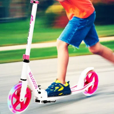 Hivvago Portable Folding Sports Kick Scooter With Led Wheels-pink In Multi