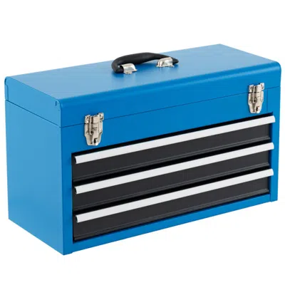 Hivvago Portable Garage Mechanic Tool Cabinet Box With 3 Drawers In Blue