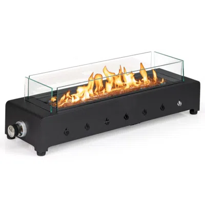 Hivvago Portable Mini Fireplace With Wind Guard And Stainless Steel Burner In Black